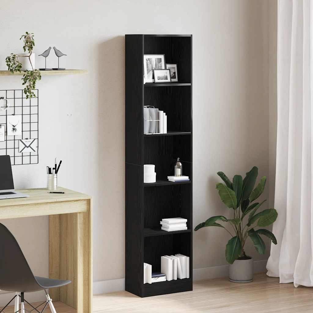 vidaXL Bokhylle svart eik 40x24x176 cm konstruert tre