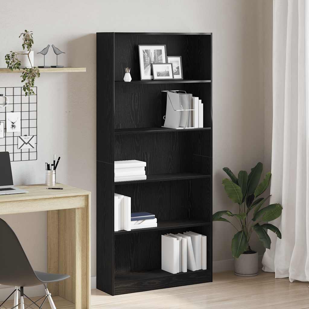 vidaXL Bibliotecă Stejar negru 80x24x176 cm Lemn prelucrat