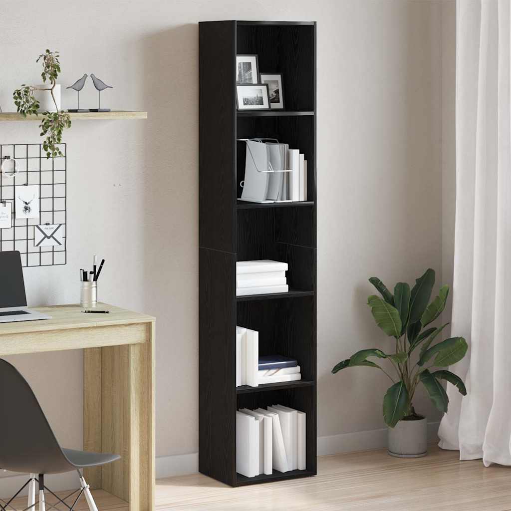 vidaXL Bücherregal Schwarz Eichen-Optik 40x30x189 cm Holzwerkstoff