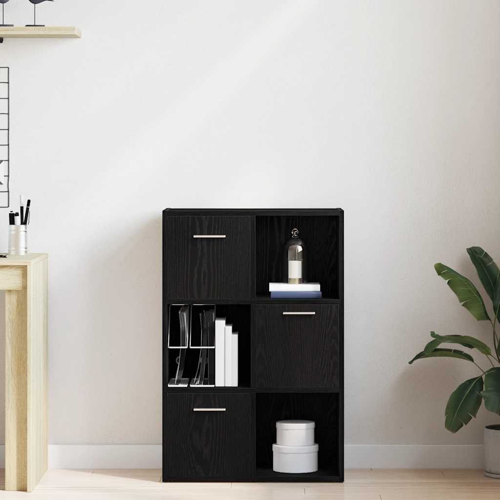vidaXL Boekenkast/kamerverdeler zwart eiken 60,5x30x90cm bewerkt hout