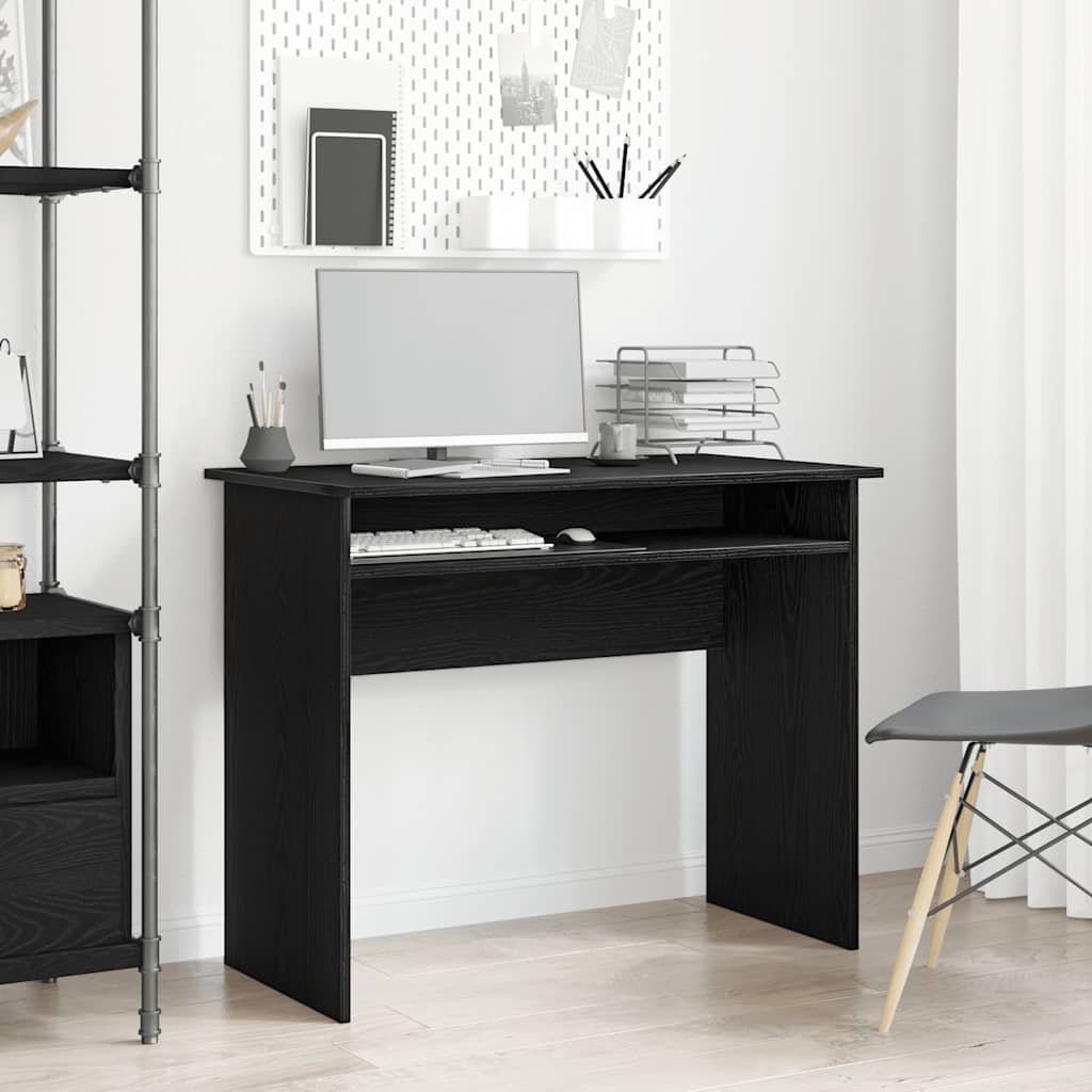 vidaXL skrivebord 90x50x74 cm konstrueret træ sort egetræsfarve