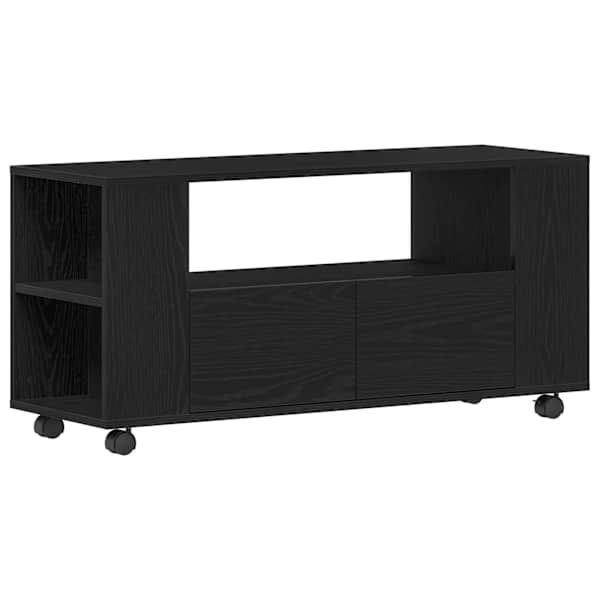 vidaXL ratastega telerikapp, must tamm, 102 x 34,5 x 43 cm, t&ouml;&ouml;deldud puit