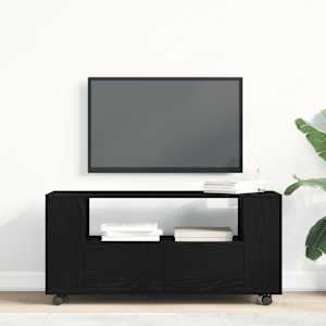 TV skříňka s kolečky Černý dub 102x34,5x43cm Dřevěná konstrukce - obrázek 3