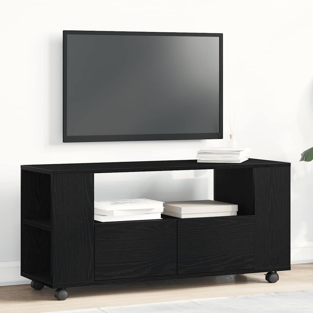 vidaXL TV-Schrank mit Rollen Schwarz Eichen-Optik 102x34,5x43cm