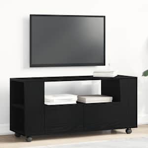 TV omarica s kolesi črna hrast 102x34,5x43 cm inženirski les