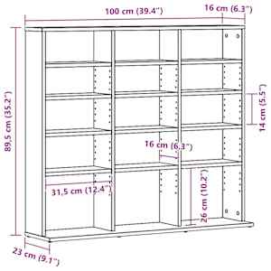 Skříňka na CD černý dub 100 x 23 x 89,5 cm kompozitní dřevo - obrázek 10