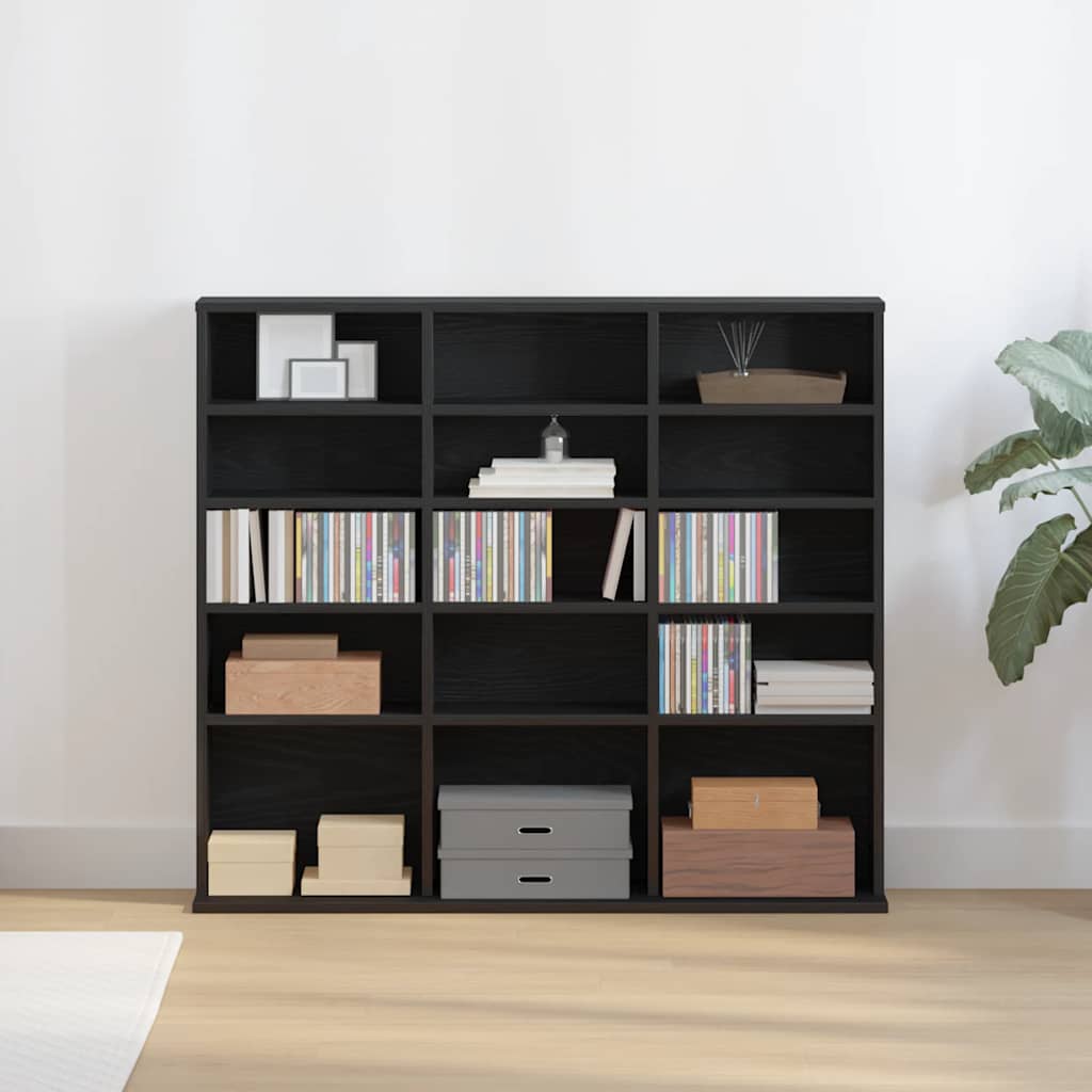 vidaXL CD-Schrank Schwarz Eichen-Optik 100,5x23x89,5 cm Holzwerkstoff