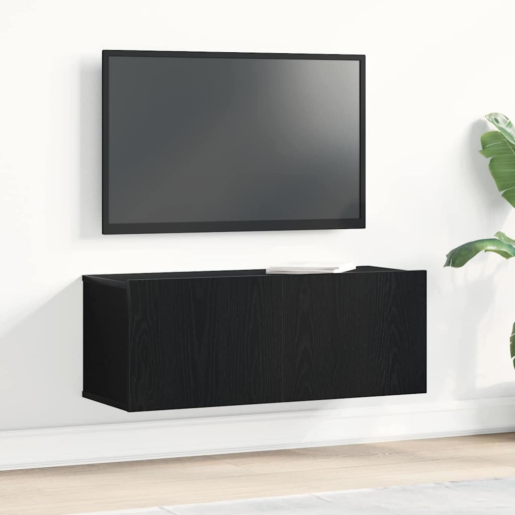 Čierny dubový televízny stolík 80x30x30 cm vyrobený z drevotriesky 862486