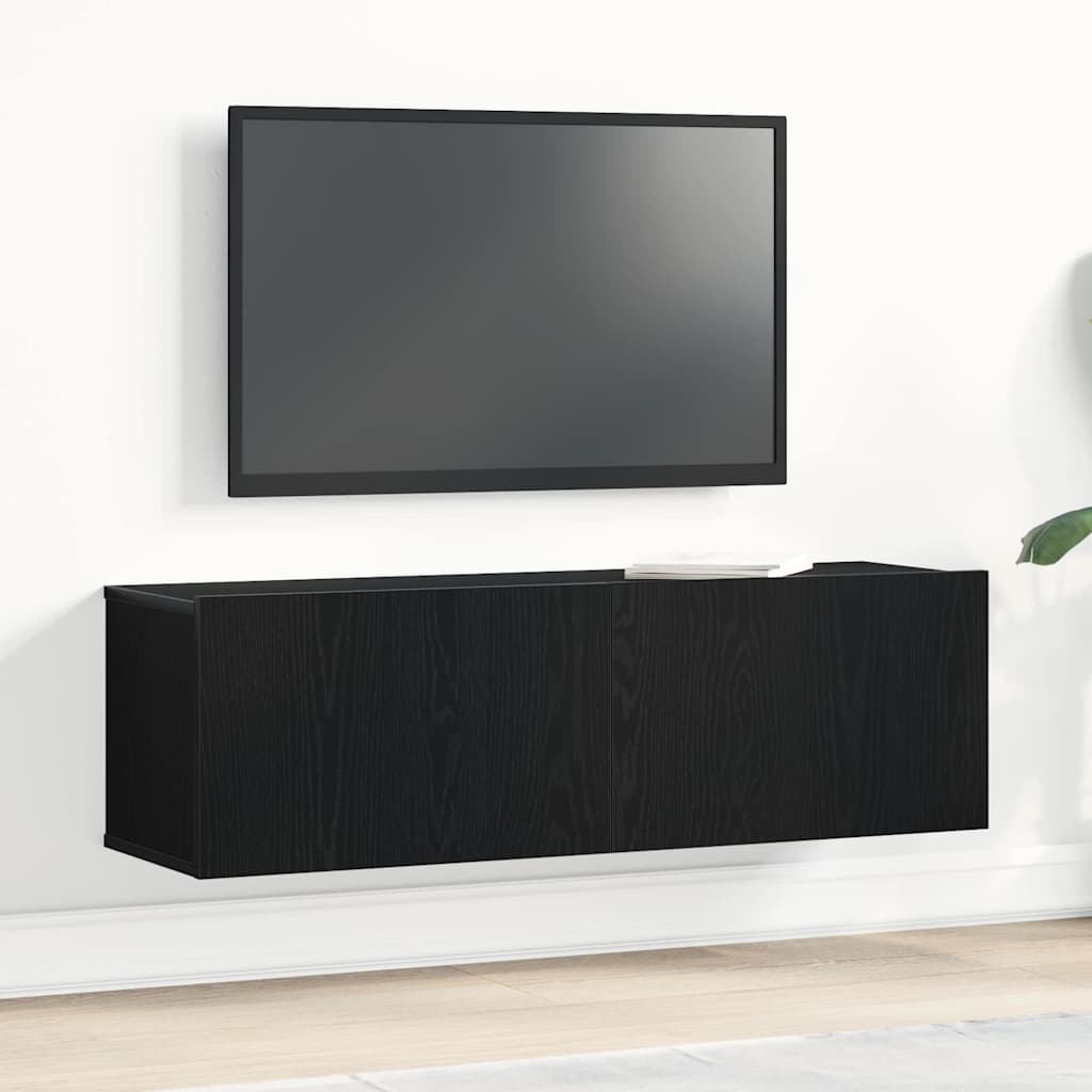 Čierny dub nástenný televizný kabinet 100x30x30 cm z inžinierskeho dreva 862487