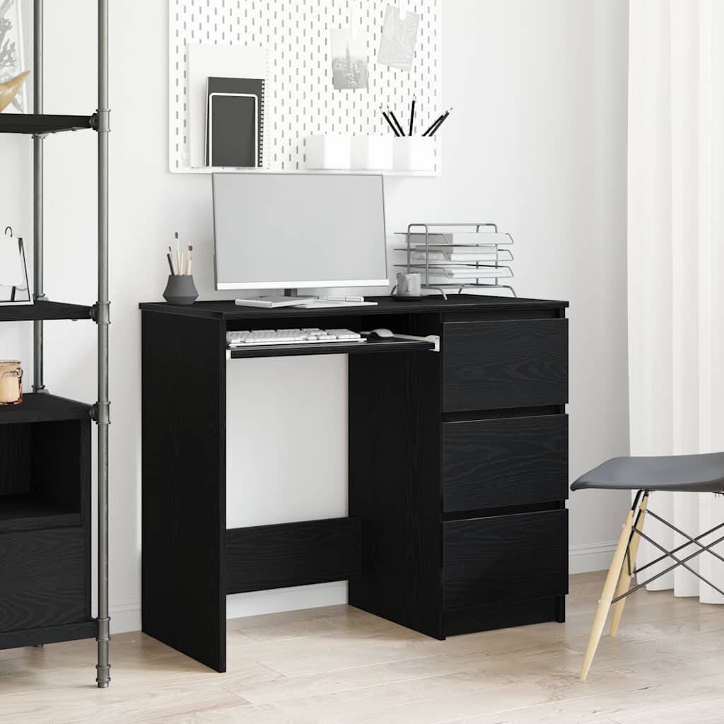 vidaXL skrivebord 90x45x76 cm konstrueret træ sort-eg