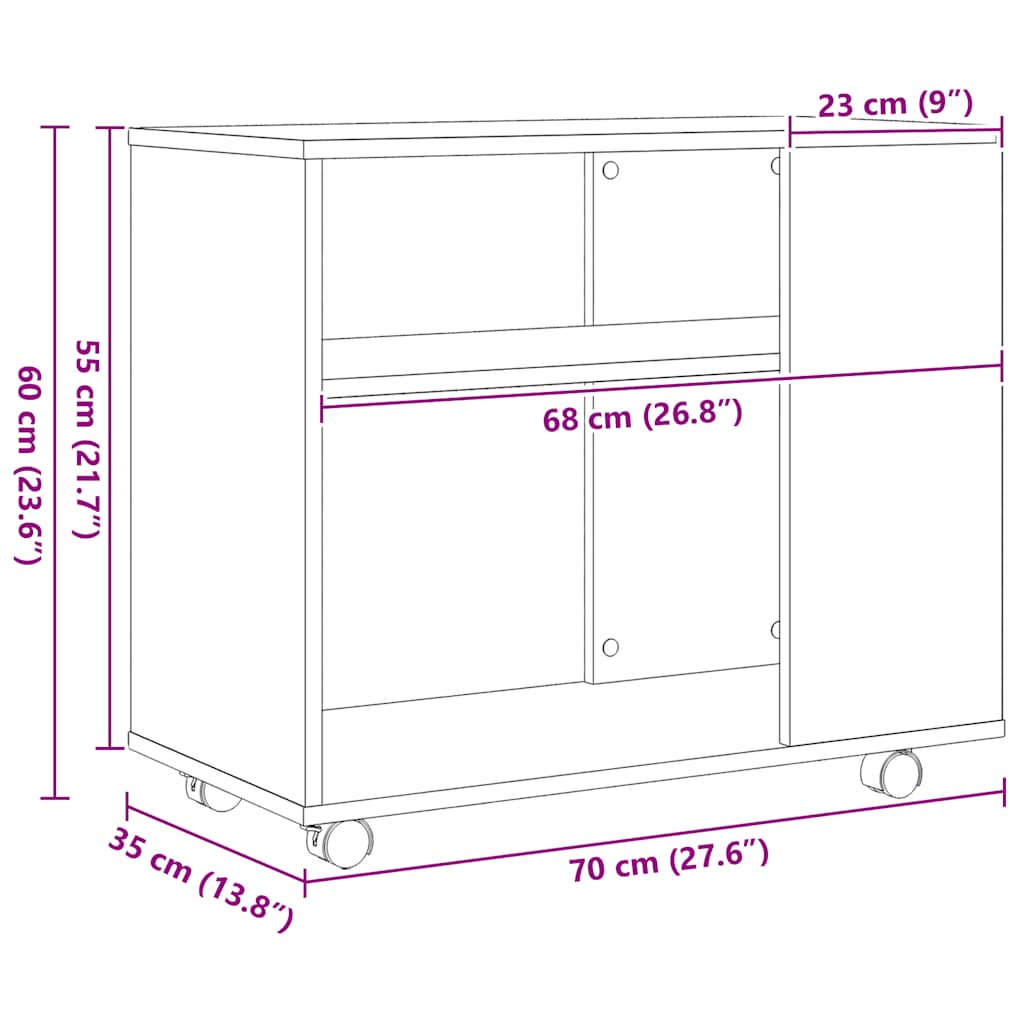 Странична маса, черен дъб, 70x35x60 см, инженерно дърво - Image 10