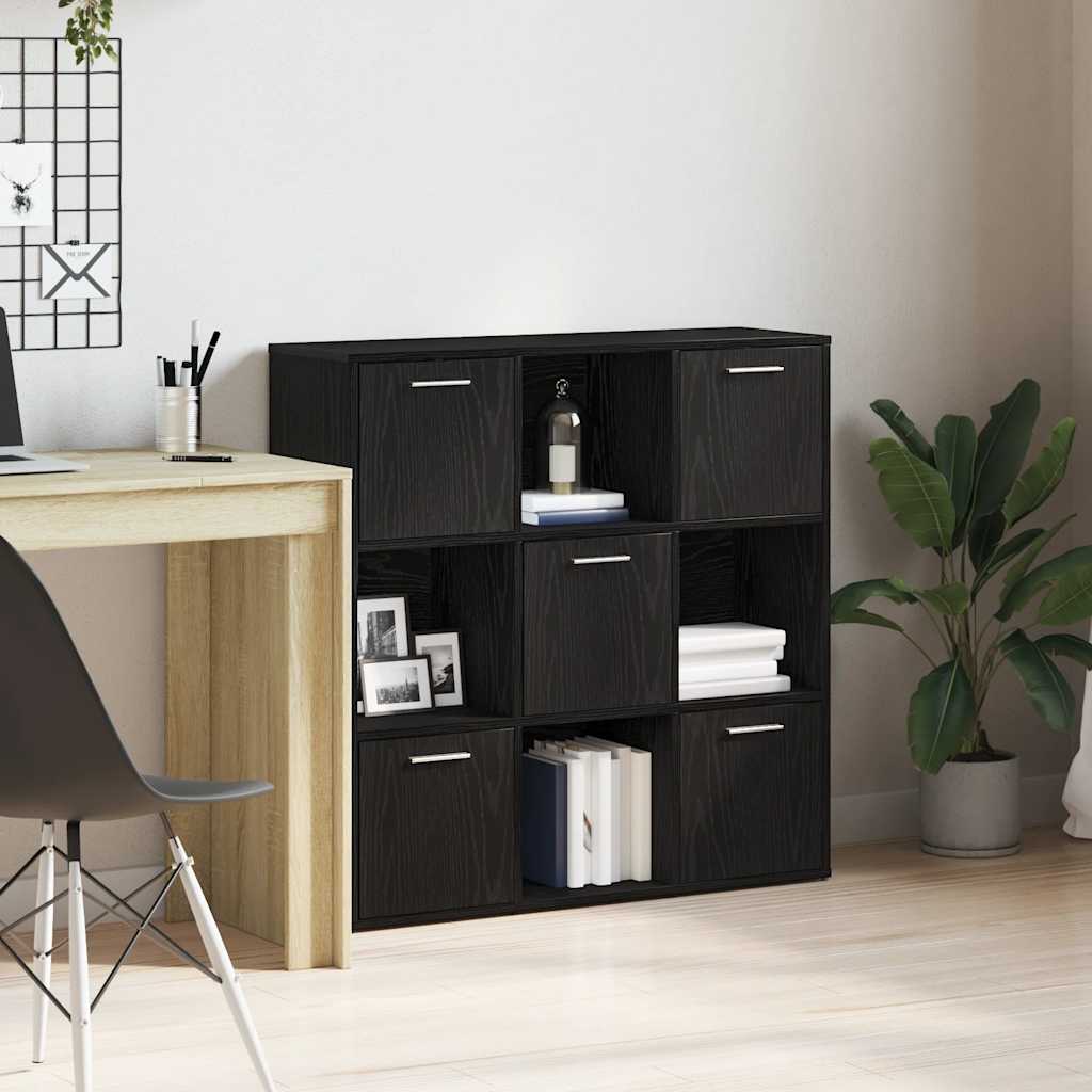 vidaXL Bücherschrank Schwarz Eichen-Optik 90x28x90 cm Holzwerkstoff