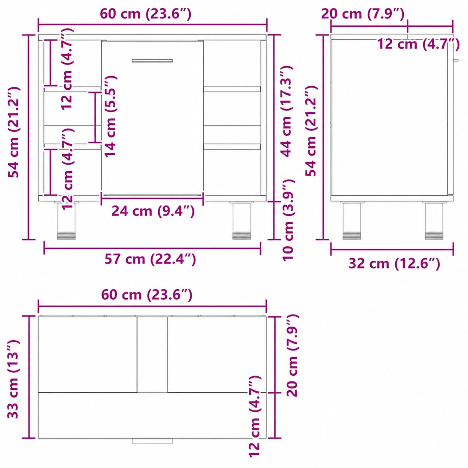 Bathroom Cabinet size guide