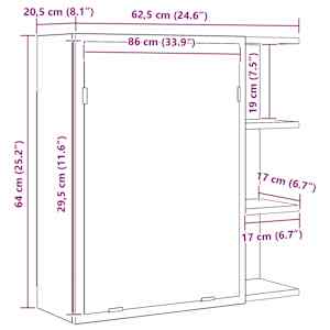 Koupelnová zrcadlová skříň Černý dub 62,5 x 20,5 x 64 cm - obrázek 13