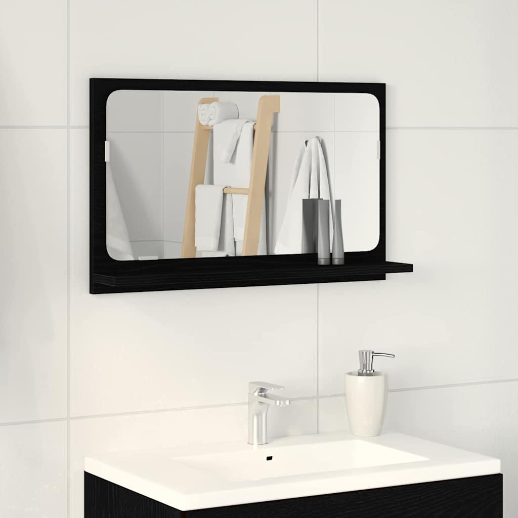 Badeværelsesspejl i Sort Eg 60x10,5x37 cm i Komposittræ