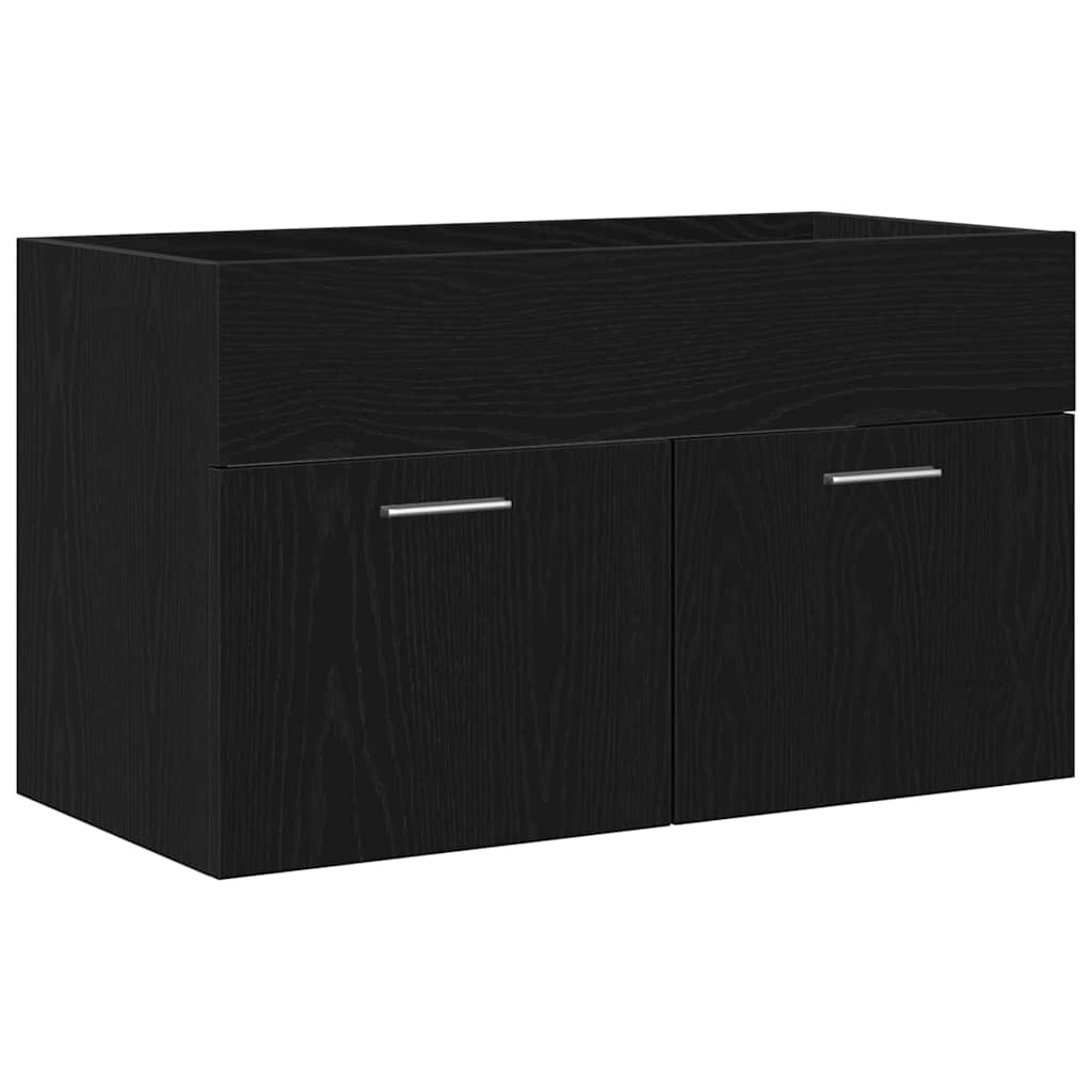 Kylpyhuoneen Pesukonsole Musta Tammi 90×38,5×46 cm Tekninen puu