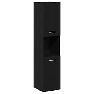 vidaXL Vannitoa kapp Must tamm 30 x 30 x 130 cm Tehispuit