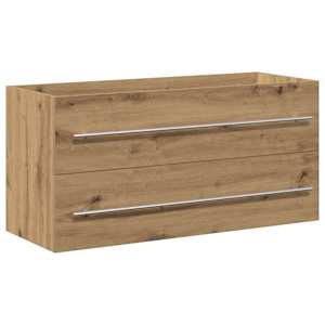 Koupelnová skříňka pod umyvadlo, dubová, řemeslná, 100 x 38,5 x 48 cm, z umělého dřeva - obrázek 2