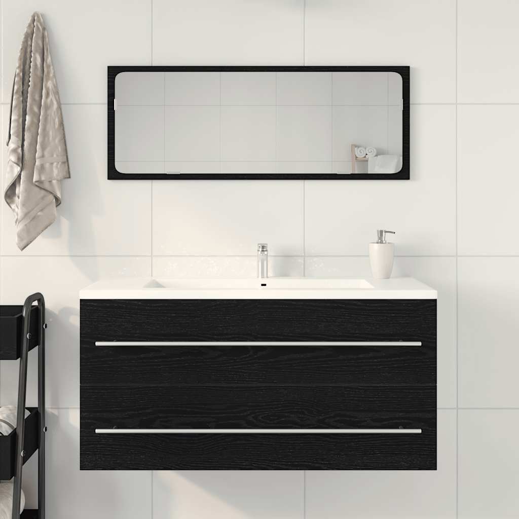 vidaXL Badkamerwastafelkast Zwart Eiken 100x38,5x48 cm Bewerkt Hout