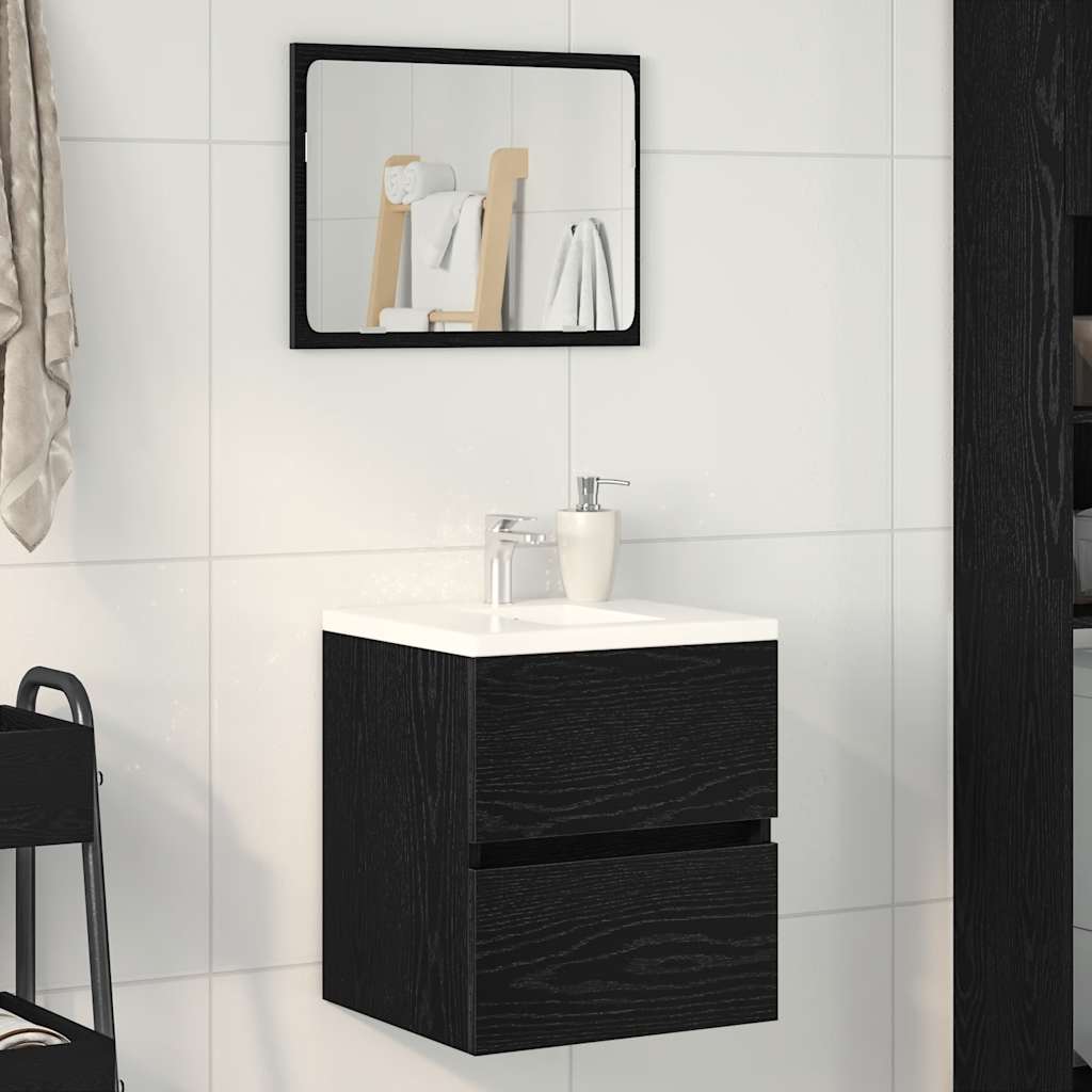 vidaXL Waschbeckenunterschrank Eiche schwarz 41x38,5x45 cm Holzwerkstoff