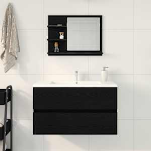 Koupelnové zrcadlo Černý dub 60x10,5x45 cm Dřevěná konstrukce - obrázek 3