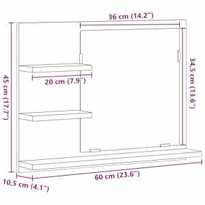 Koupelnové zrcadlo Černý dub 60x10,5x45 cm Dřevěná konstrukce - obrázek 11