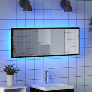 LED koupelnové zrcadlo Černý dub 100 x 8,5 x 37 cm Sklo - obrázek 4