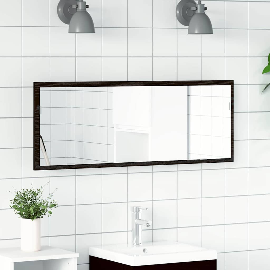 LED peegel vannituppa musta tamme värviga 100x8,5x37 cm töödeldud puidust