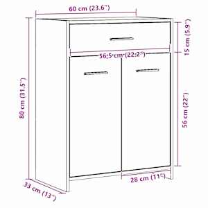Koupelnová skříň Černý dub 60 x 33 x 80 cm kompozitní dřevo - obrázek 12