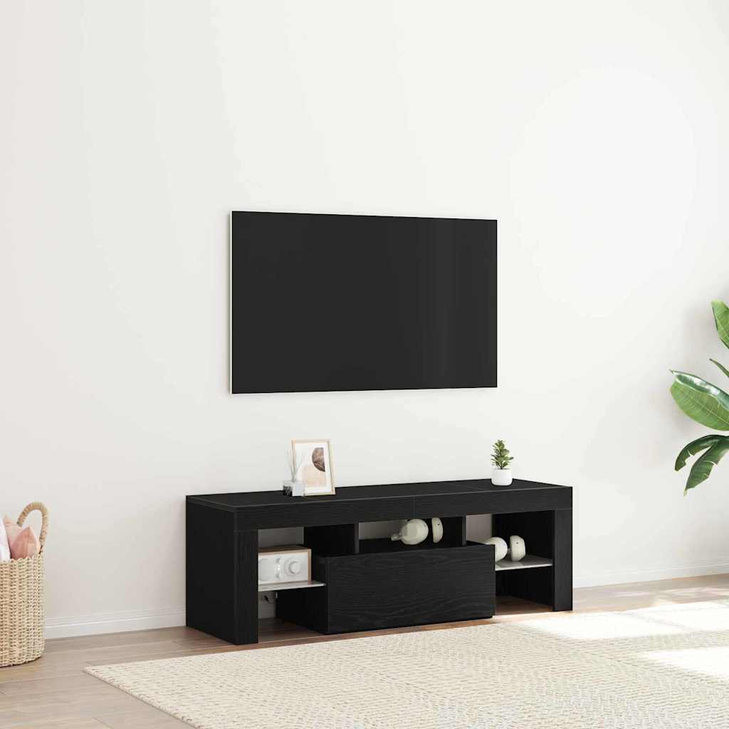 TV skrinka s LED svetlami, čierny dub, 120x35x40 cm 862552
