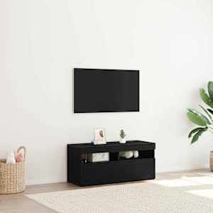 TV omarica Z LED Črna Orehovina 90 x 35 x 40 cm Konstruiran les