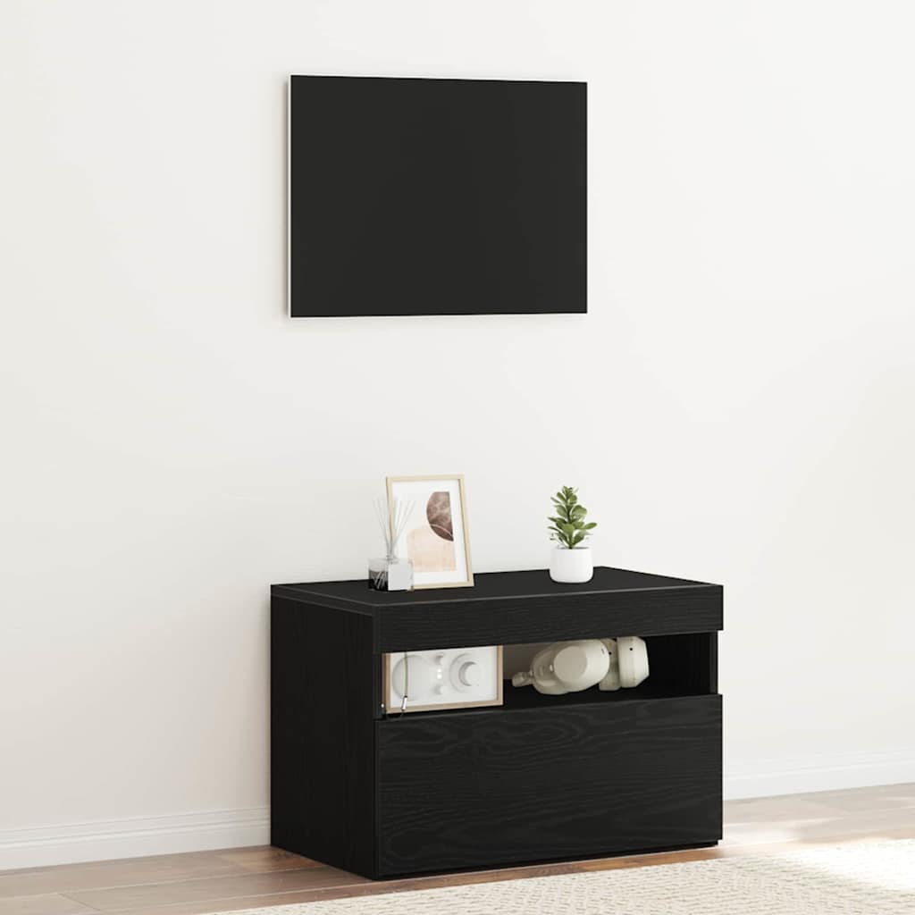 TV skrinka s LEDkami, čierny dub, 60x35x40 cm, kompozitné drevo 862555