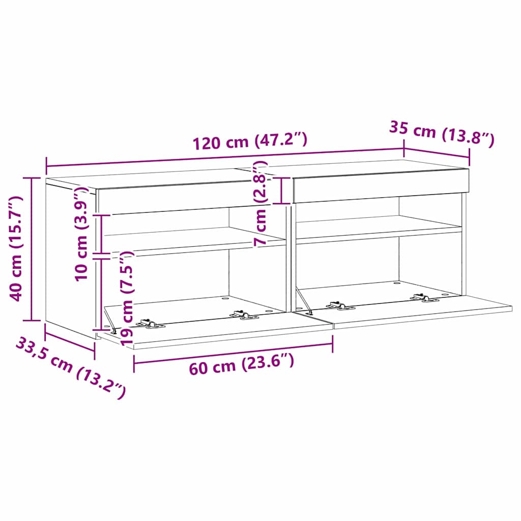 Televizní skříň s LED 2 pcs Černý dub 60 x 35 x 40 cm - obrázek 17