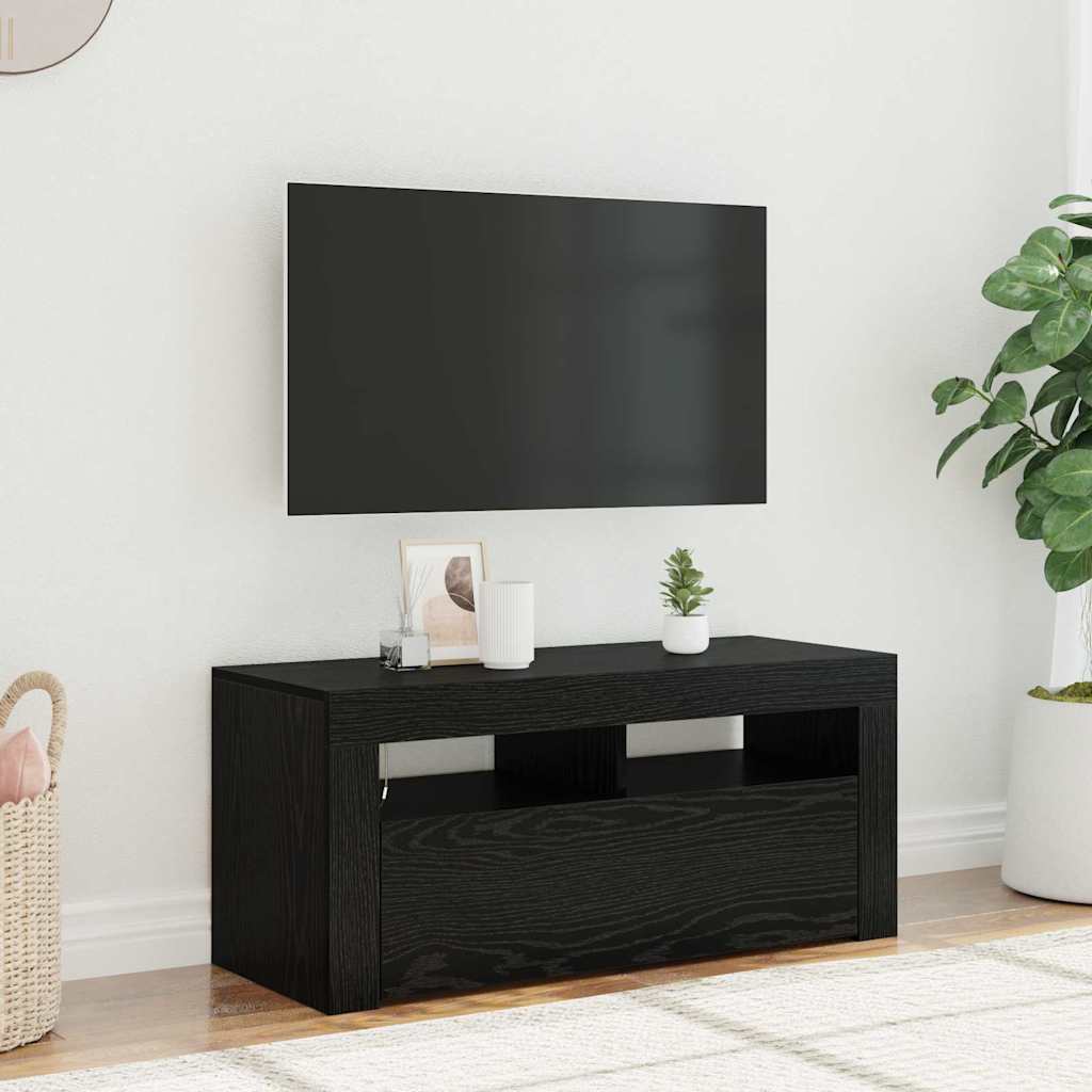 TV kapp LED-iga Must Tamme 90x35x40 cm Tehispuit