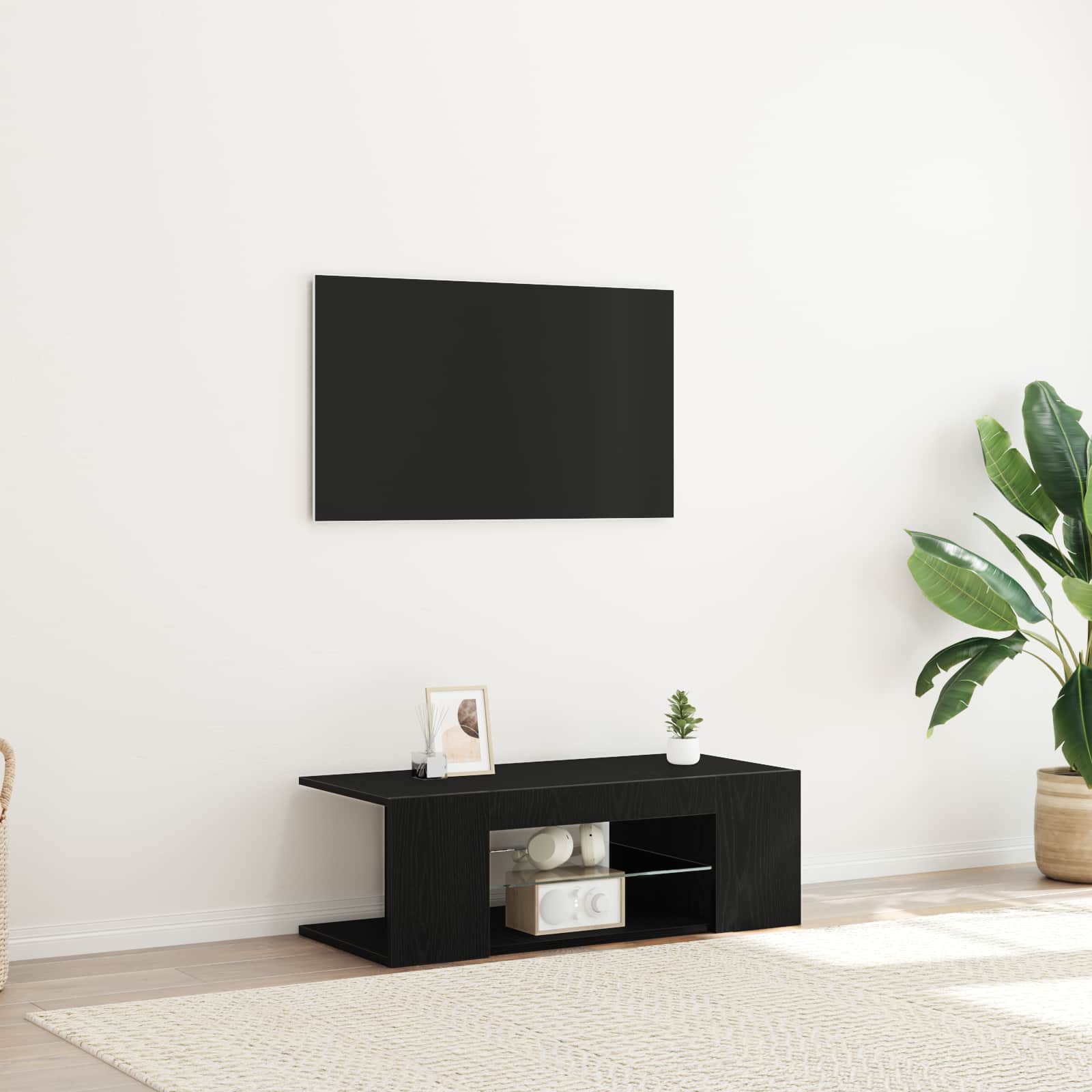 vidaXL Cabinet TV cu sertar Stejar Negru 90 x 39 x 30 cm Lemn compozit