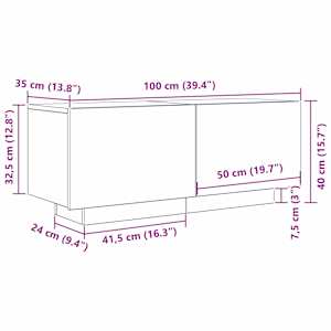 Televizní skříň Černý dub 100 x 35 x 40 cm kompozitní dřevo - obrázek 11