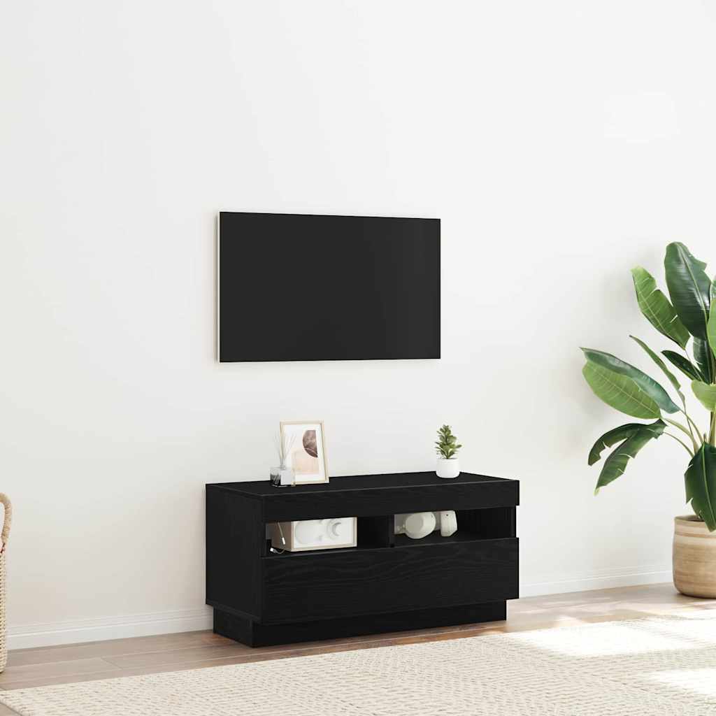 TV skrinka s LED osvetlením, čierny dub, 80x35x40 cm, kompozitné drevo 862566