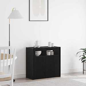 Servírovací skříň Černý dub 80 x 35 x 75 cm kompozitní dřevo - obrázek 1