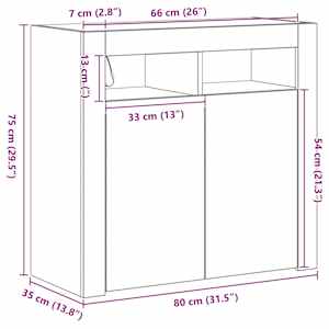 Servírovací skříň Černý dub 80 x 35 x 75 cm kompozitní dřevo - obrázek 11