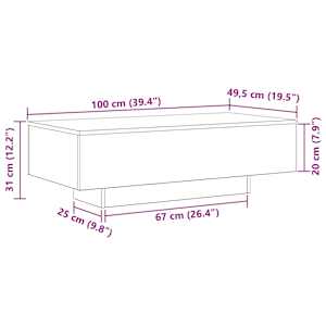 Konferenční stolek Černý dub 100 x 49,5 x 31 cm - obrázek 10