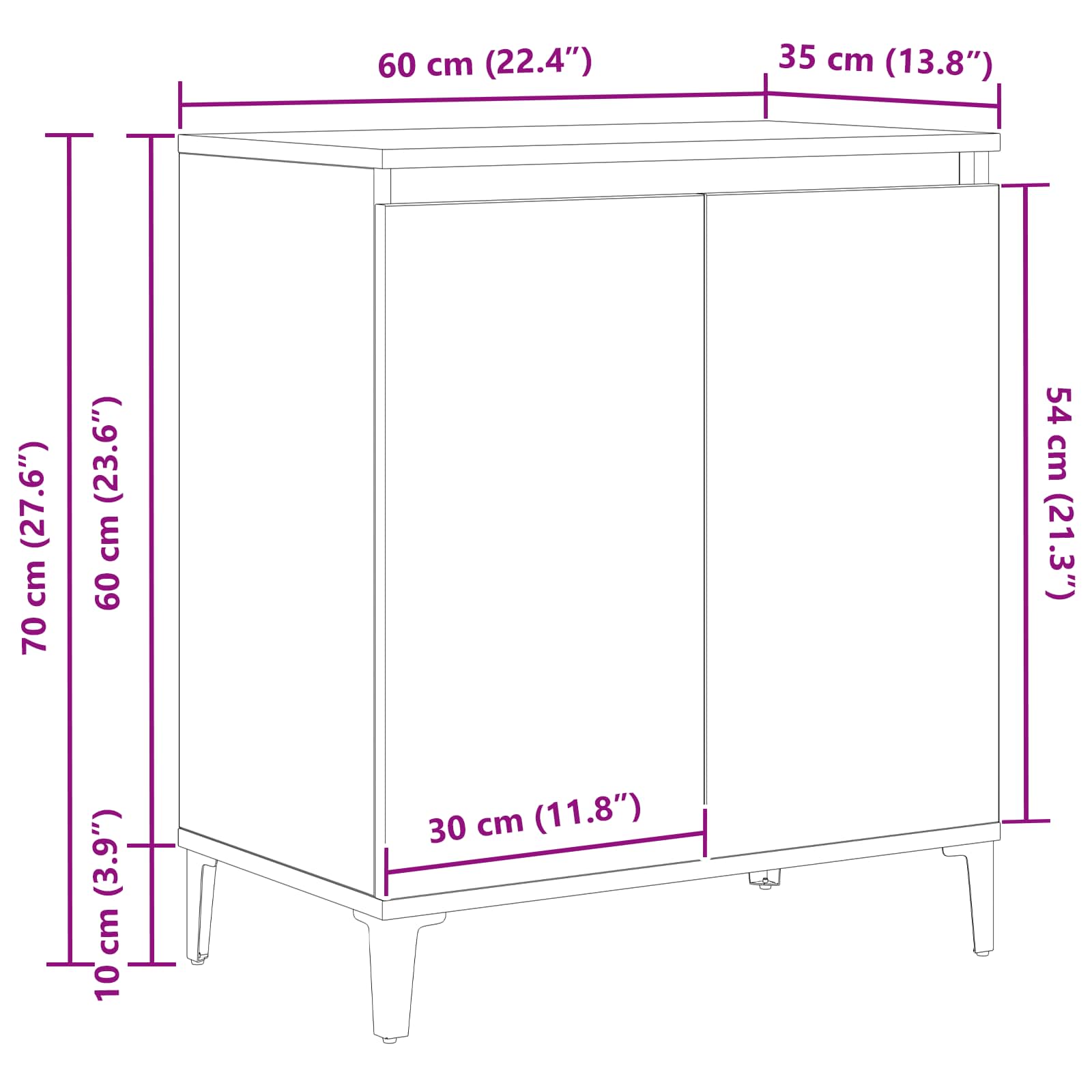 Servírovací skříň Černý dub 60 x 35 x 70 cm kompozitní dřevo - obrázek 14