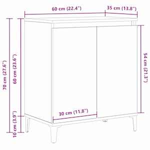 Servírovací skříň Černý dub 60 x 35 x 70 cm kompozitní dřevo - obrázek 14