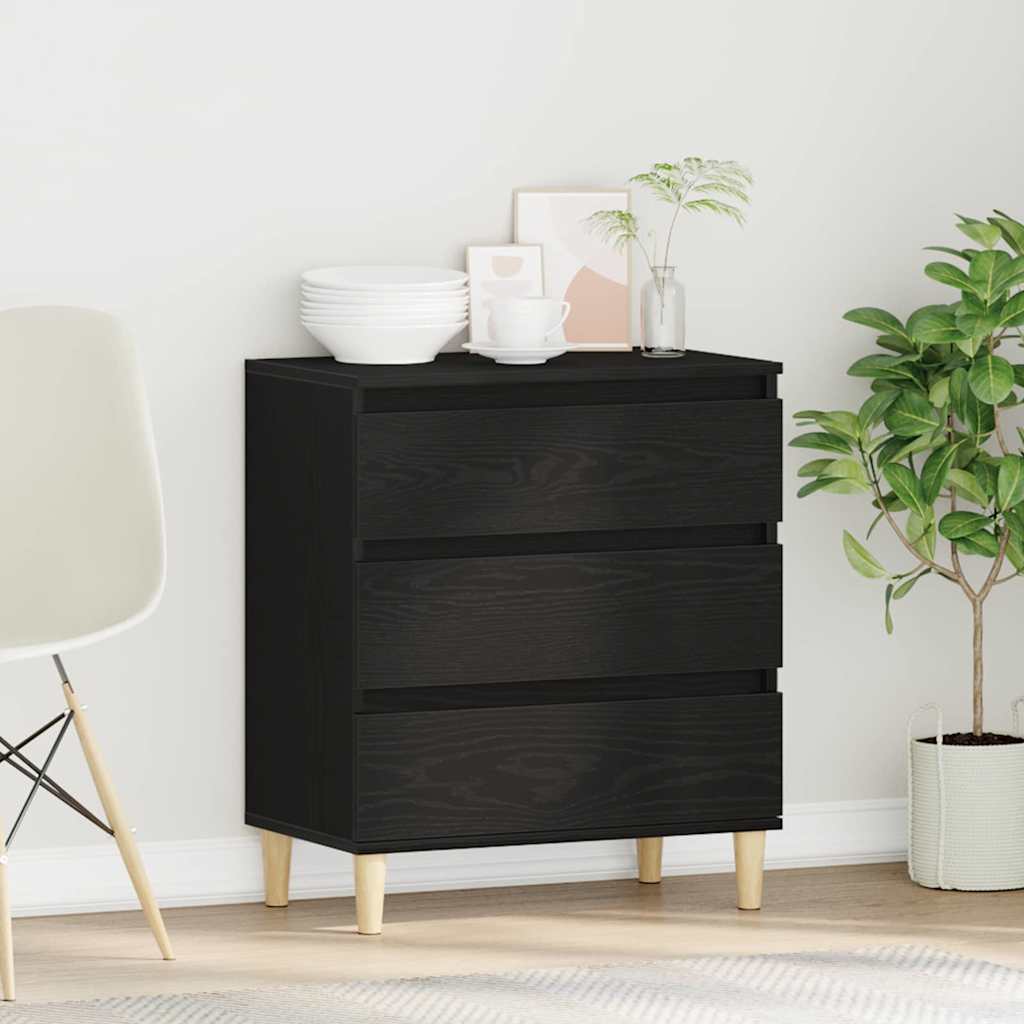 Aparador de madera de ingeniería roble negro 60x35x70 cm