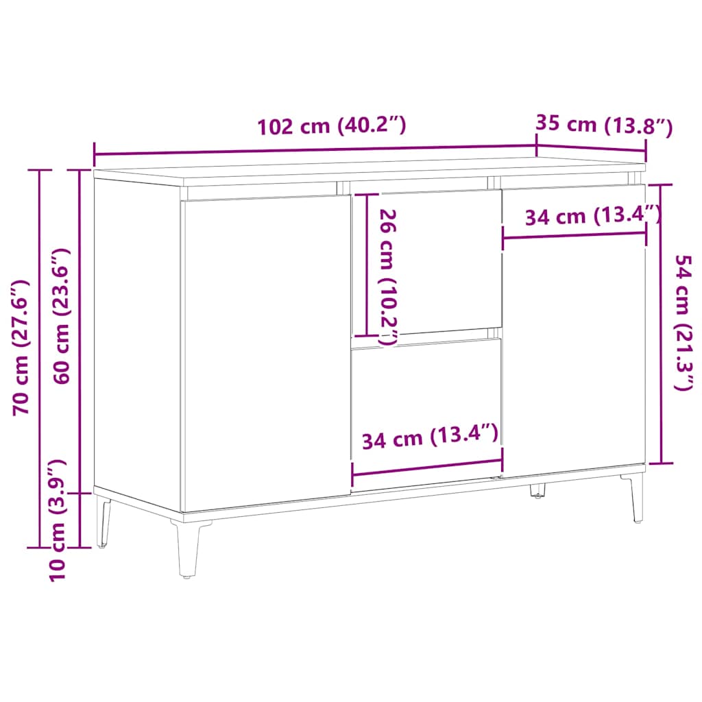 Strani šal Črna Orehovina 104 x 35 x 70 cm Konstruiran les - slika 13