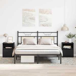 Nočna omarica s predalom 2 pcs Črna Orehovina 40 x 40 x 50 cm