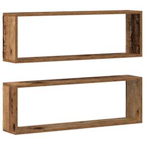 Nástěnné poličky s policí 2 pcs Staré dřevo 80 x 15 x 26 cm - obrázek 6