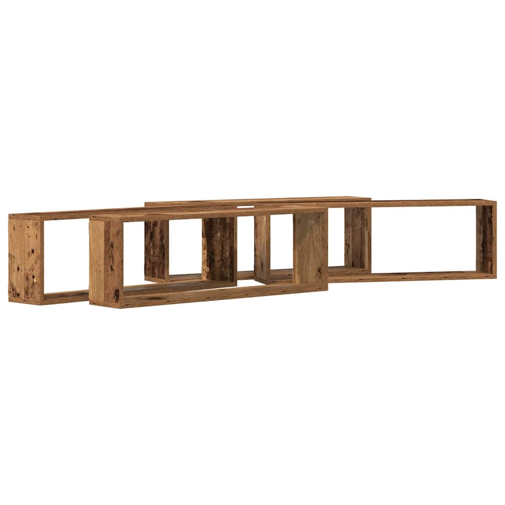 Seinä hyllyt 4 kpl Vanha puu 80x15x26 cm Tekninen puu