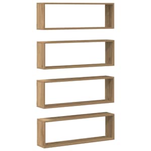 Nástěnné poličky s policí 4 pcs Umělecký dub 80 x 15 x 26 cm - obrázek 6