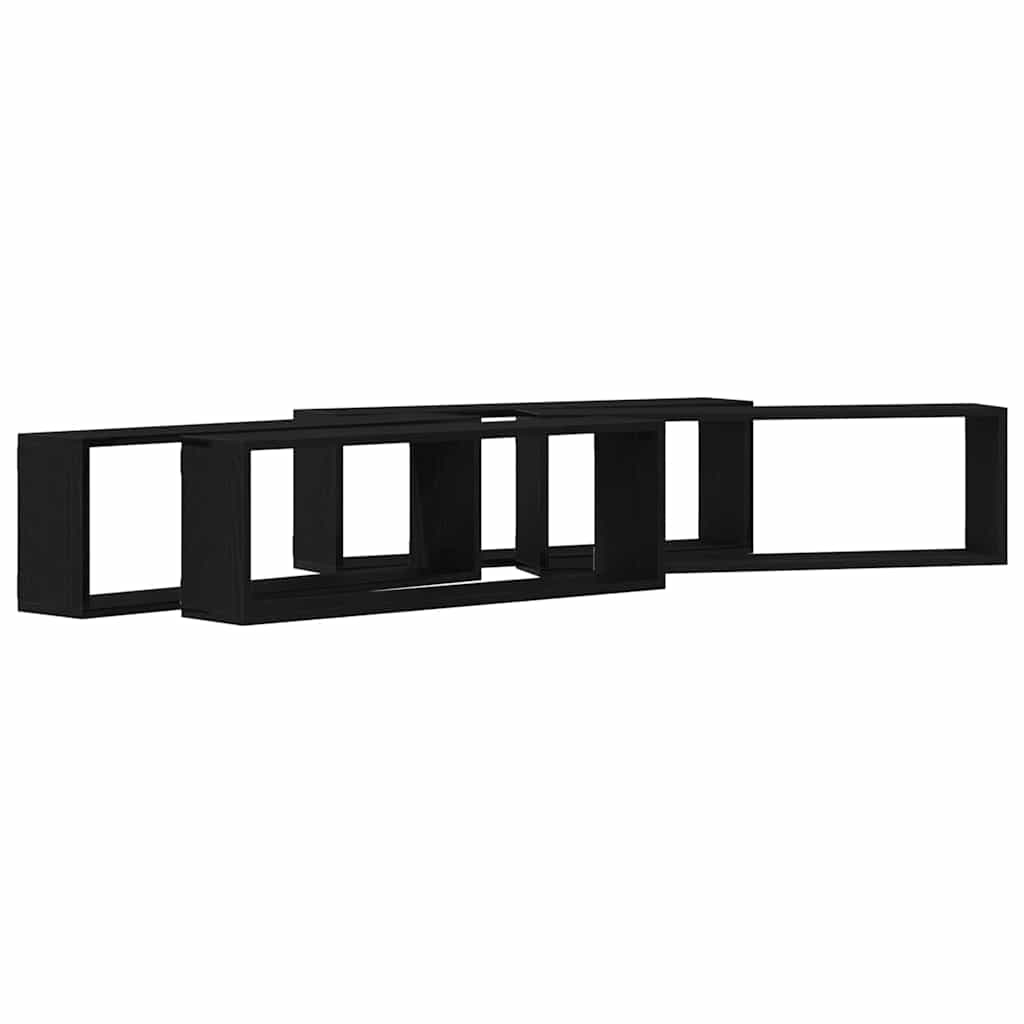 Seinähyllyt 4 kpl Musta Tammi 80x15x26 cm Tekninen puu