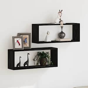 Nástěnné poličky s policí 2 pcs Černý dub 60 x 15 x 23 cm - obrázek 1